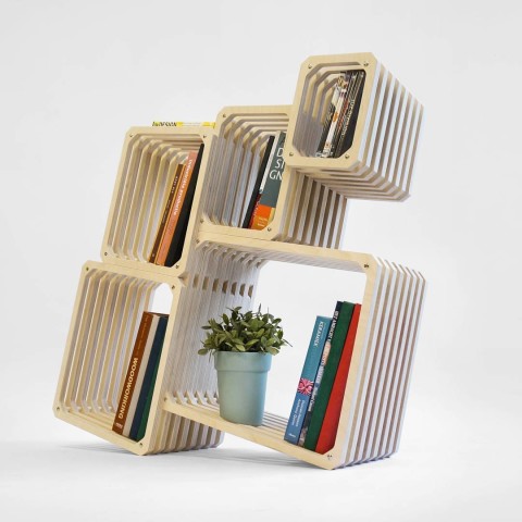 Full wood parallel shelf, suitable in any angle and configuration. #bookcase #bookshelf #modular #studiolorier