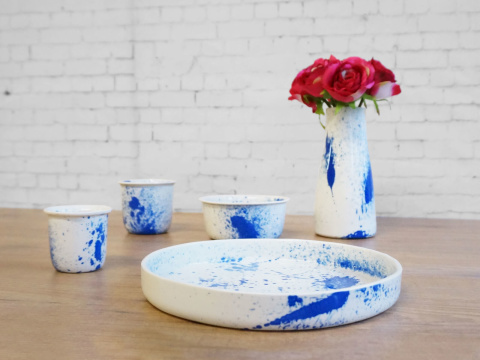 C05 Splash tableware blue with tray