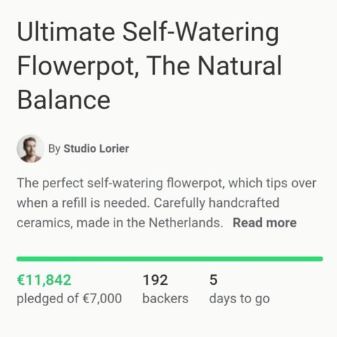 Great succes, and only 5 days to go for the campaign on. last chance to back the project @designboom-watering