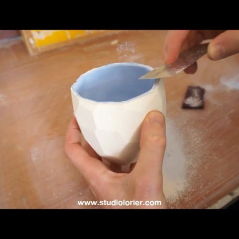 This is how I clean every cup, before firing in the kiln