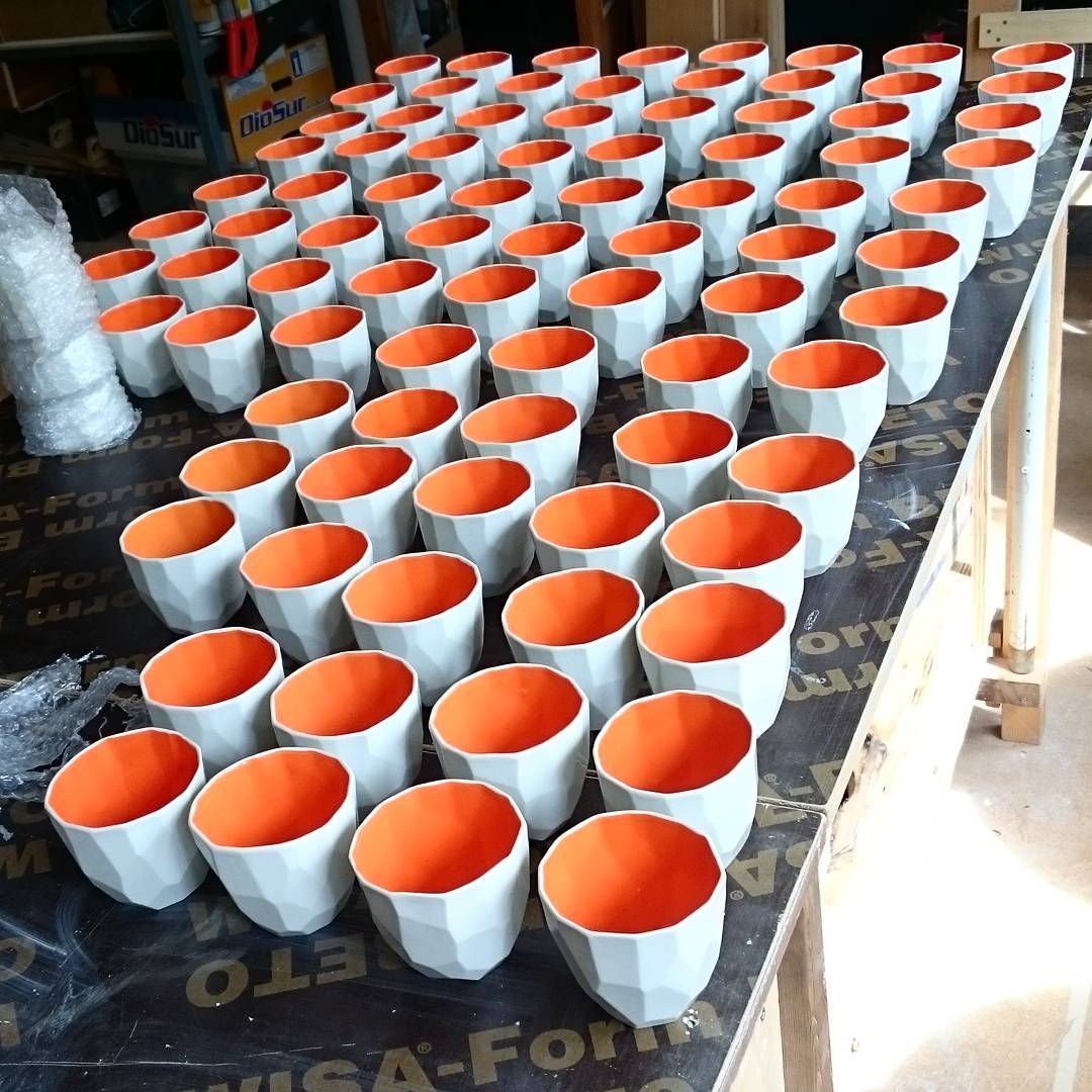 The finished oranges poligon cups