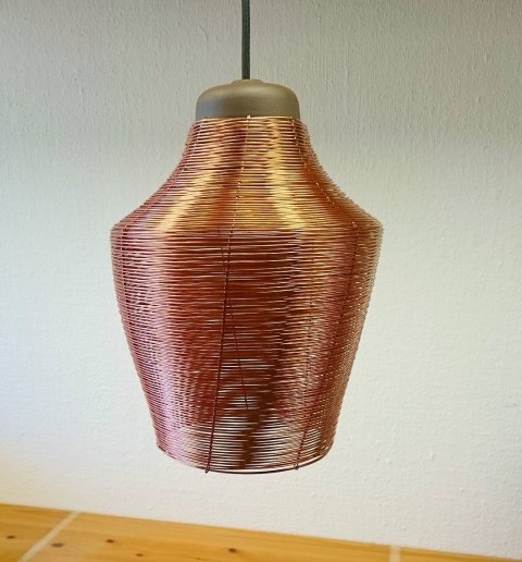 Recently we made four of these custom copper lamps with black top and wire-made