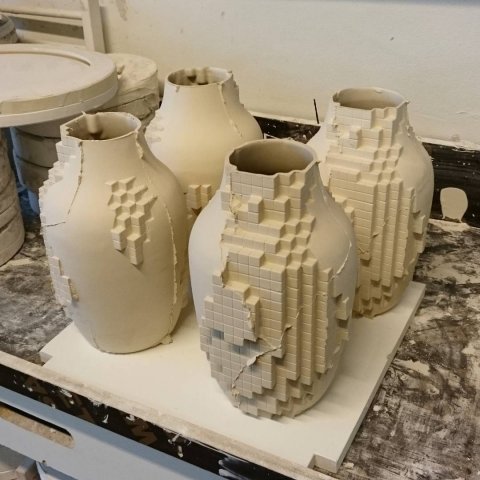 Pixel vases, fresh from the mold