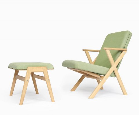 Hybrid Chair with matching footstool that can be converted to side table