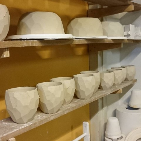 Freshly casted porcelain cups, made with brand new molds, so the details are at its best