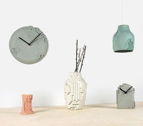 Debut of the Pixel collection in Milan. A critical view of the digital influence and that we need to see a difference beteen the virtual and real life. Collection consists of two clocks, candle holder, vase and pendant lamp @dutchdesignweek @designboom @dezeen @designmilk
