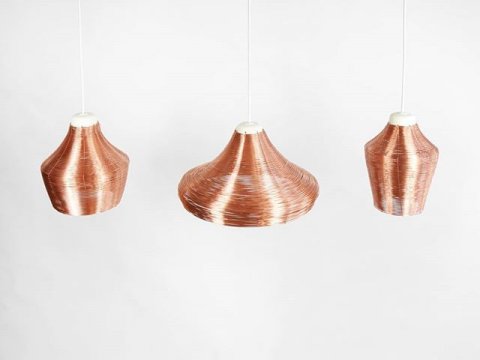 These copper pendant lampshades are each carefully handcrafted. Available in 3 shapes
