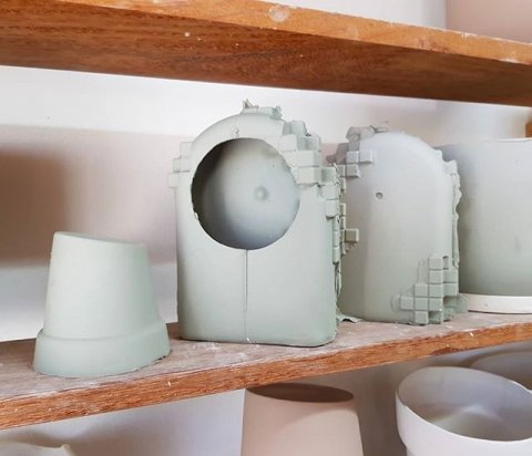 Some freshly cast ceramics, ready to be finished