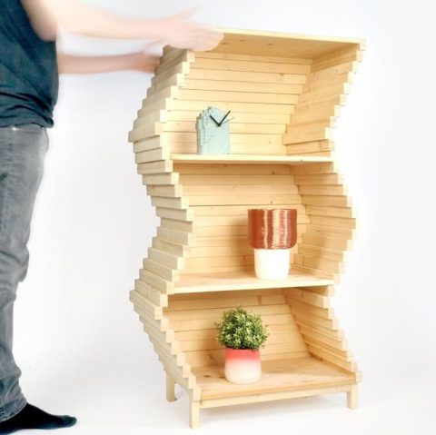 The Wave Bookcase let's you change the shape, as each layer can be moved individually
