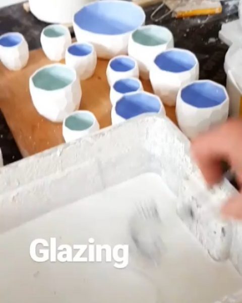 Time to glaze some Poligon cups and bowls